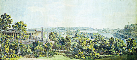 Louis Jean Desprez, panorama över Nya Haga, 1791.